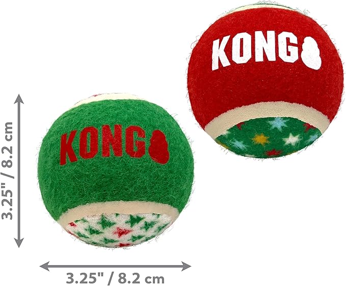 KONG Holiday Sport Balls 2-pk Assorted - for Large Dogs