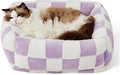 LE SURE Cute Dog Bed for Small Dogs & Cats- Washable Puppy Beds,Cozy Rectangle Orthopedic Pet Sofa with Jacquard Shaggy Plush & Anti Slip Bottom,20x19x6inches