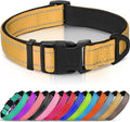 Joytale Reflective Dog Collar, Soft Neoprene Padded, Metal D-Ring, Nylon Pet Collar Adjustable for Large Dogs, Khaki, L