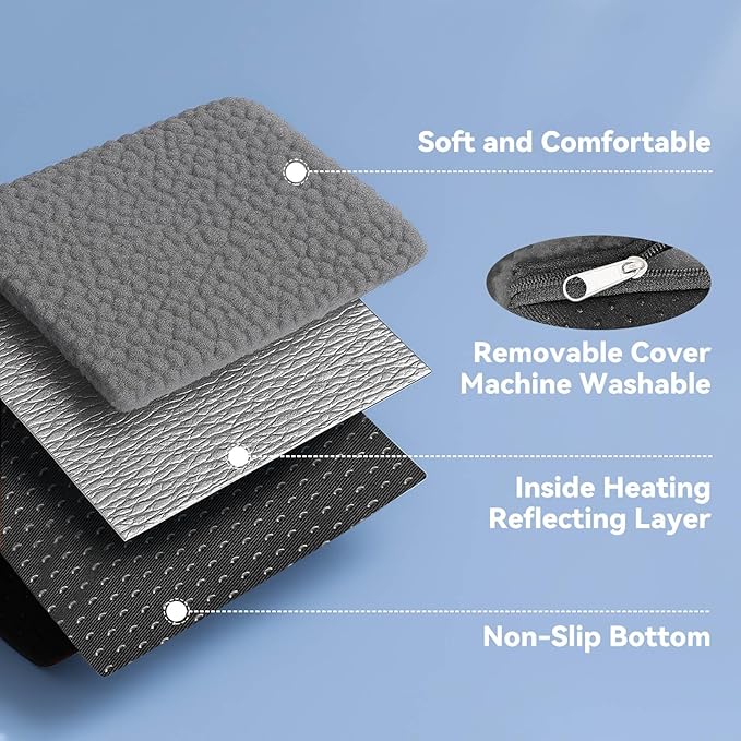 Enjoying Self Warming Cat Mat Bed, 18 x 23 inch Rectangle Plush Kitten Bed Small Dogs Mat, Non Electric Self Heating Pet Pad Indoor Outdoor, Non-Slip Bottom, Removable, Washable