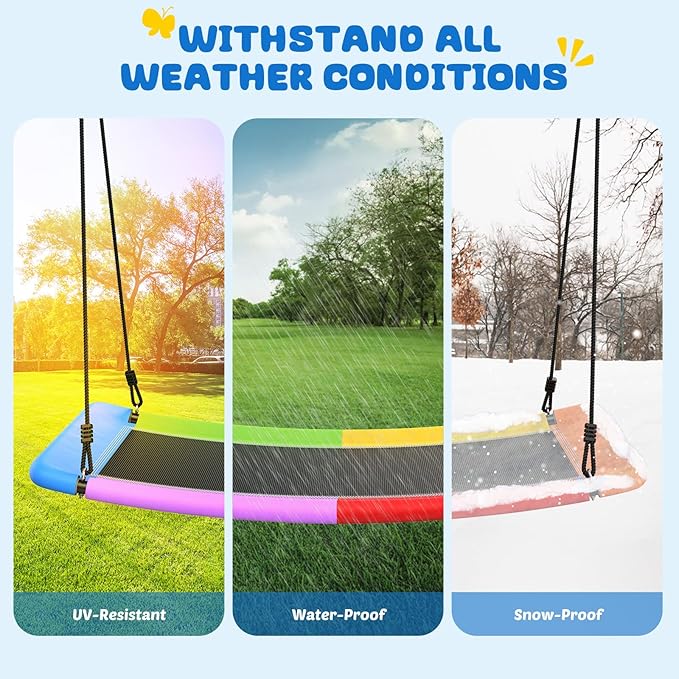 Trekassy 700lb 60" Skycurve Platform Tree Swing for Kids and Adults Wear- Resistant with 2 Hanging Straps
