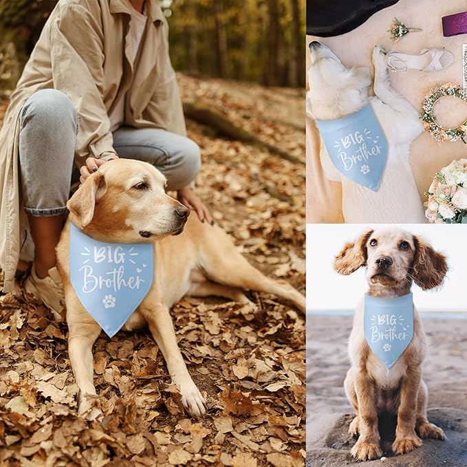 Big Brother Dog Bandana Pregnancy Announcement Gender Reveal Baby Announcement Photo Props Dog Scarf Accessories Blue Pet Bandanas for Large Medium Small Dogs
