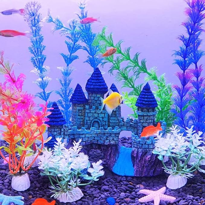 Fish Tank Decorations Vintage Castle Aquarium Decorations Resin Cave Hideouts Large for for Betta Fish Freshwater and Saltwater Fishtanks, Fish Tank Accessories