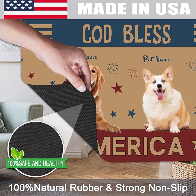 Personalized Dog Cat Mat with Name Photo Custom Placemat Feeding Mats for Food and Water Customized Non-Slip Waterproof Doormat for Bowls Outdoor Indoor Floors Gifts for Pet Owner