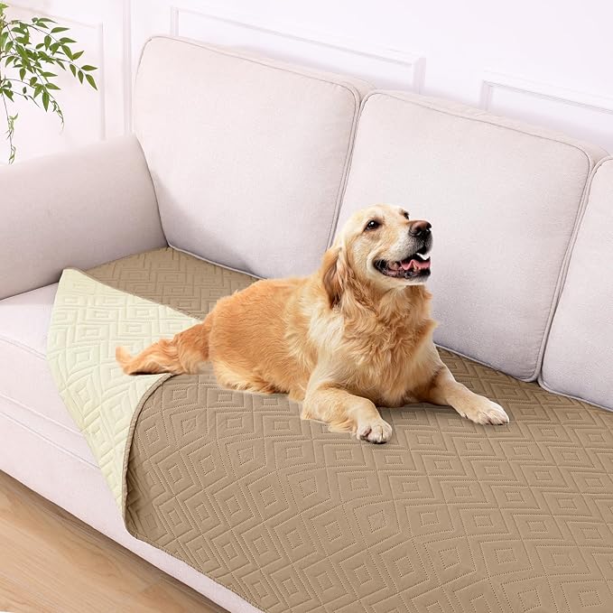 hyha Waterproof Dog Blanket, Soft Dog Bed Cover Pet Blankets, Waterproof Sofa Couch Cover for Dogs Washable, Reversible Pet Couch Covers for Sofa Furniture (40x70 Inch, Camel/Beige)