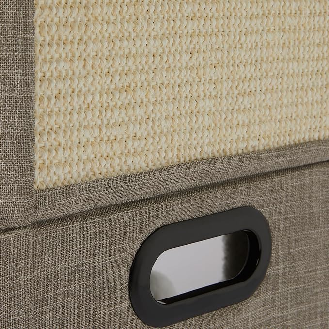 Amazon Basics 2-Cube Cat House with Sisal Scratch Pad and Dangle Toy, Grey