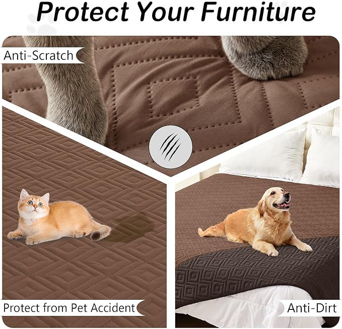 hyha Waterproof Dog Blanket, Soft Pet Bed Blankets, Waterproof Sofa Couch Cover for Dogs Washable, Reversible Pet Couch Covers for Sofa Furniture (40x50 Inch, Brown/Chocolate)