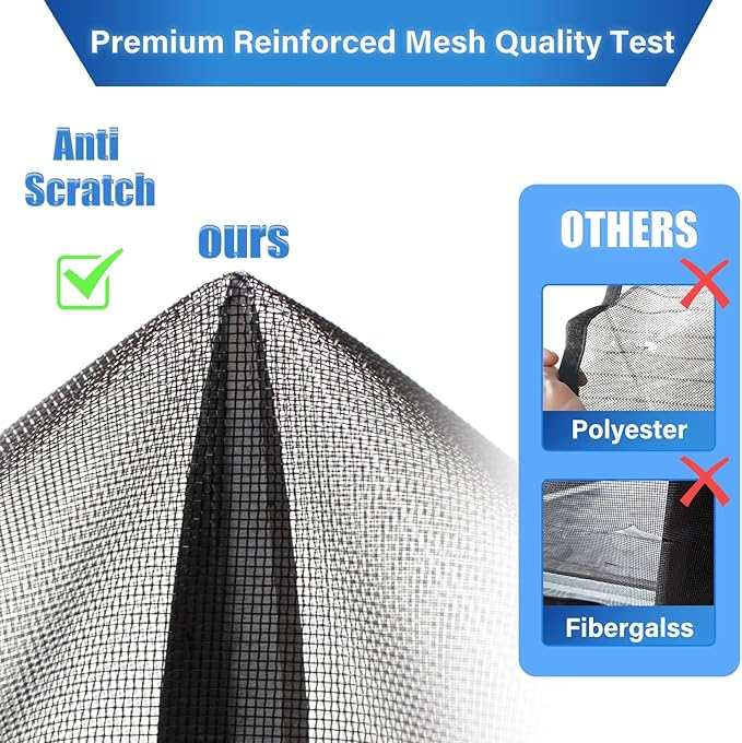 Magnetic Screen Door Upgraded PET Mesh Stronger Than Fiberglass and Polyester,Hands Free,Keeps Bugs Out,Pet & Kid Friendly,Suitable for Sliding Door,Large Patio Door and French Door-72''x80''