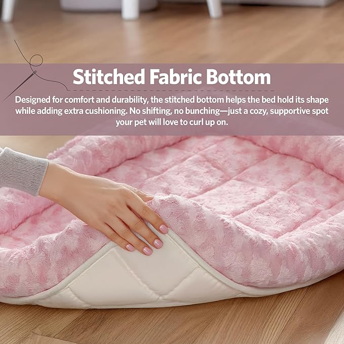 MidWest Homes for Pets QuietTime Fashion Dog Bed – Pink Faux Fur Bolster, Ultra-Soft and Machine Washable, Fits 36-Inch Crates and Carriers, for Medium to Large Breed Dogs