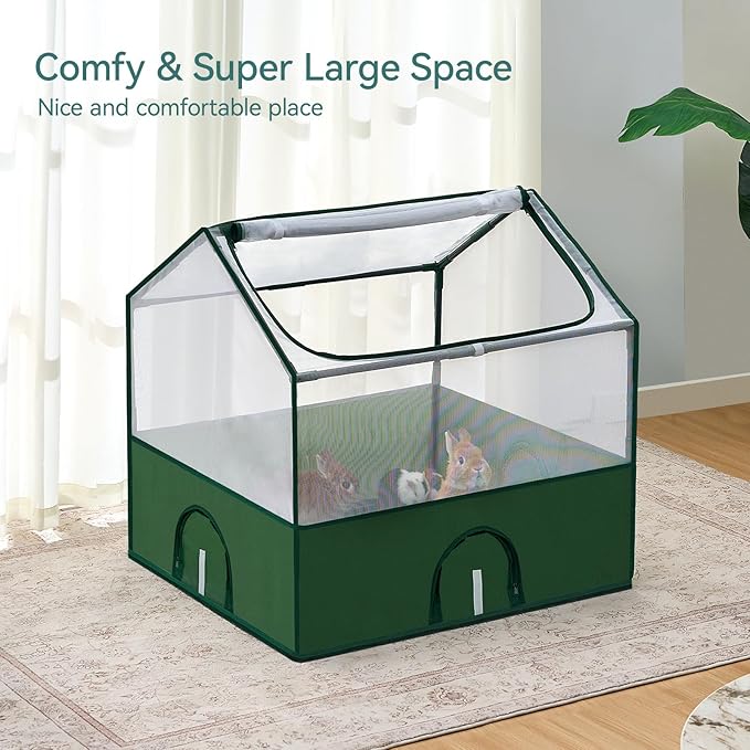 Dinmo Small Animal Playpen, Guinea Pig Cages, Rabbit Playpen, Puppy Play Pen for Indoors, Pet Playpen with Waterproof Floor for Hamsters, Hedgehogs, Bunny, Indoor Outdoor Portable Fence, Green