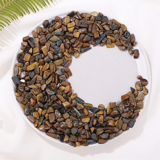 Tiger Eyes Aquarium Gravel Rocks Natural Tumbled Healing Crystal Chips Bulk Gemstones Tumbled Crushed Stones for Fountain Vase Filler Planters Decorative Fish Tank Potted Reiki Energy Balancing 0.44lb