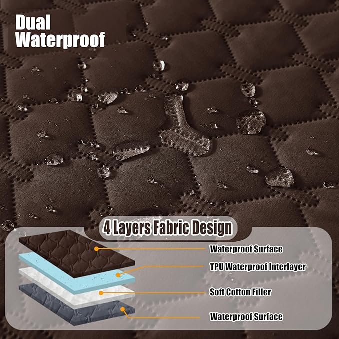 Smiry Waterproof Dog Bed Cover Blanket, Soft Reversible Pet Blanket, Washable Leakproof Cats Dogs Couch Cover for Sofa, Couch, Furniture (40x50 Inch, Chocolate/Dark Grey)