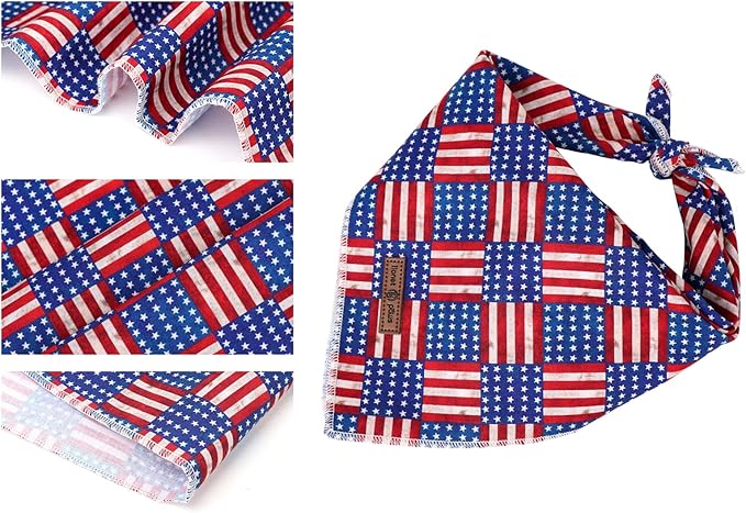 lionet paws Patriotic 4th of July Dog Bandana American Flag for Small Medium Large Dogs, Cat Dog Kerchief Triangle Bibs Scarf for Male Female