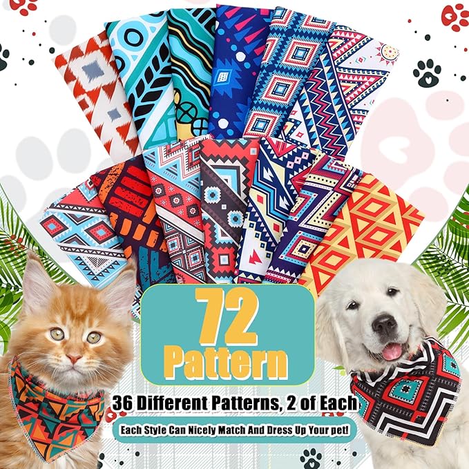 Amylove 120 Pcs St. Patrick's Day Dog Bandanas Bulk Holiday Triangle Dog Pack Puppy Kerchief Bandana Adjustable Spring Pet Scarf for Pet Cat Costume Accessories Decor(Geometry)