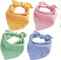 4PCS Spring Dog Bandanas Cat Birthday Cute Soft Cotton Puppy Scarfs Washable Daily Handkerchief Pink Green Blue Khaki Comfortable Gifts, Adjustable Accessories for Small Medium Large Girl Boy Pup Pet