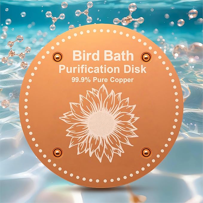Bird Bath Purification Disk Pure Copper Outside Winter Solar Power Birdbath Hummingbird Bee Water Fountain Solar Power Window Feeder Stand Nectar Food Pole House Hanging Birdhouse Accessories