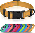 Joytale Reflective Dog Collar, Adjustable Nylon Pet Collar with Quick-Release Buckle for Medium Dogs, Khaki, M