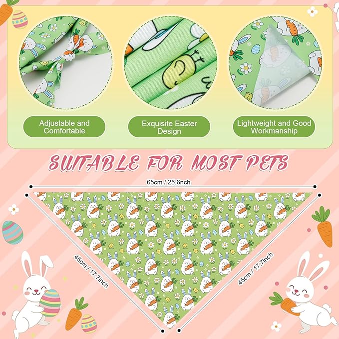 Abbylike 50 Pcs Easter Dog Bandanas Bulk Bunny Egg Carrot Bandanas for Dogs Triangle Kerchief Bibs Scarf Set for Pet Easter Costume Photo Props Accessories Pet Shops, 25 Styles (25.6 x 17.7 x 17.7)