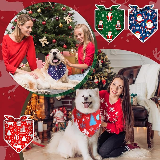 Amylove 120 Pcs St. Patrick's Day Dog Bandanas Bulk Holiday Triangle Dog Pack Puppy Kerchief Bandana Adjustable Spring Pet Scarf for Pet Cat Costume Accessories Decor(Snowman)