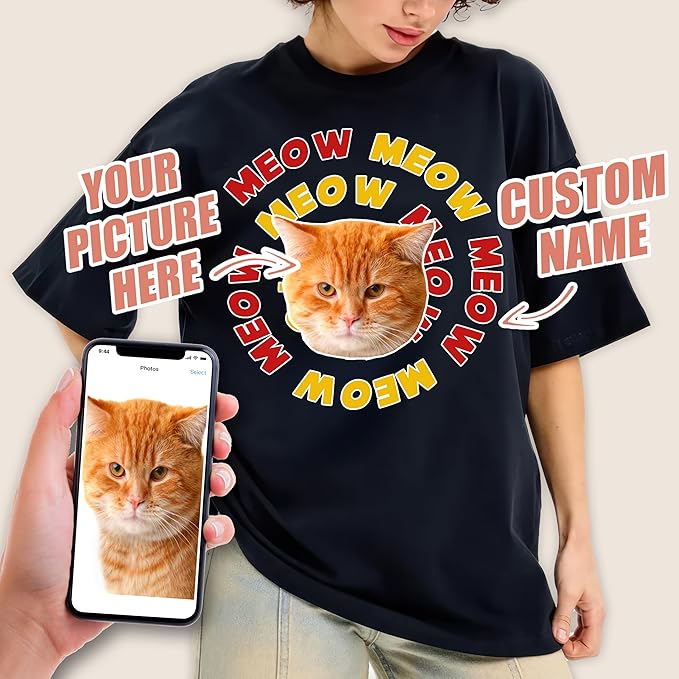 H-DEWALL Custom Shirts Custom Bootleg Rap Shirt for Him Custom Face Shirt with Photo Pet Custom Tees Gift for Dog Cat Lover