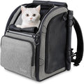 Premium Dog & Cat Carrier Backpack for Travel, Hiking & Vet Visits - Solid Durable Pet Backpack with Breathable Mesh, Safety Strap, Anti-Anxiety Curtain & Storage Pockets, Gray