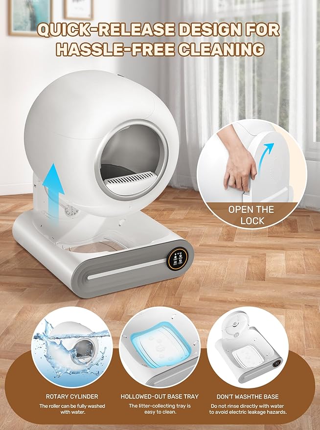 Automatic Litter Box, (2026) Multi-Function Upgrade Robot Self Cleaning Litter Box for Multiple Cats, 65L+9L Extra Large, APP Control, Deodorization, 3 Rolls Litter Bag Liners, 1 Odor Eliminator