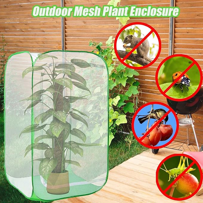 36" Garden Mesh Plant Enclosure Cover, Pop-up Garden Mesh Plant Cover for Pests, Bird and Pest Protection Guard for Fruit, Vegetables, Flowers and Herbs(1Pcs 24x24x36in Having Bottom)