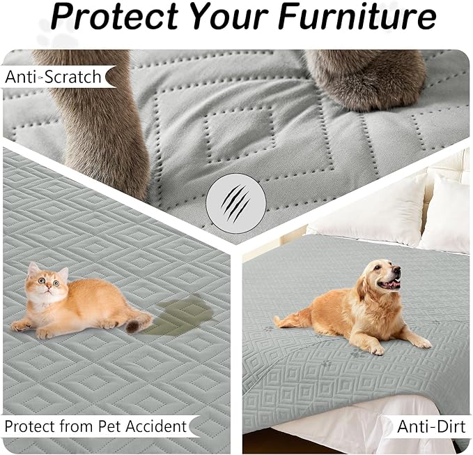 hyha Waterproof Dog Blanket, Soft Dog Bed Cover Pet Blankets, Waterproof Sofa Couch Cover for Dogs Washable, Reversible Pet Couch Covers for Sofa Furniture (52x82 Inch, Grey/Grey)