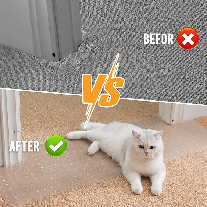 Uross Pet Protector Mat for Doorways - 6.56FT, Anti-Scratch Plastic, Protects Carpet from Cat Scratches