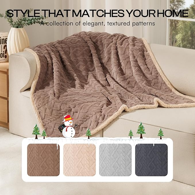 Luciphia Waterproof Pet Blanket, Liquid Pee Proof Dog Blankets for Sofa Bed Couch, Reversible Sherpa Fleece Furniture Protector Cover for Small Medium Large Dogs Cats,Khaki Large（65" x 57"）
