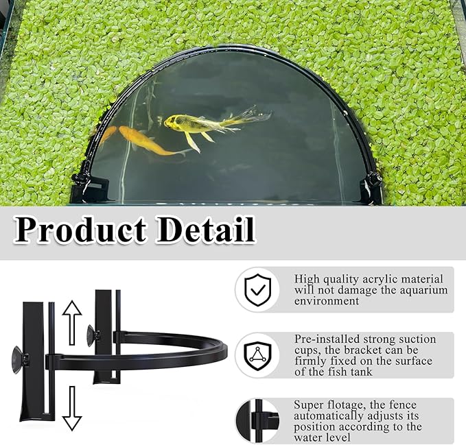 Aquarium Floating Plant Barrier, Floating Plant Corral Self Adjusts to Water Level Fish Tank Fence Keeps The Floaters Away from The Filter