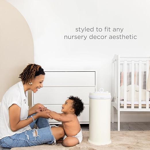 Ubbi Stainless Steel Diaper Pail, Odor Locking, No Special Bag Required, Award-Winning, Registry Must-Have, Matte Ivory