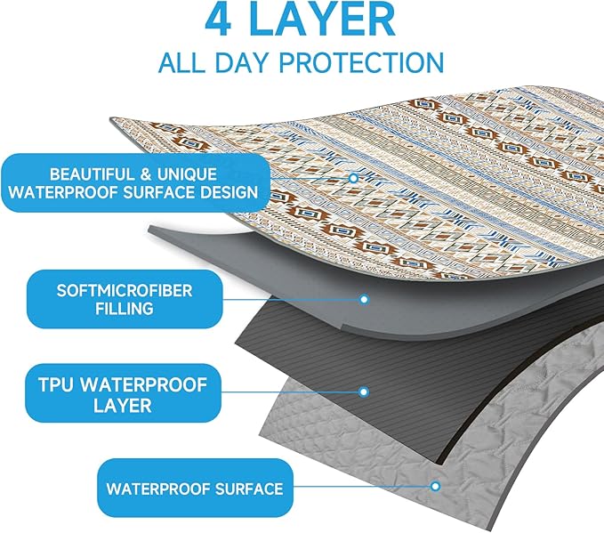 Waterproof Dog Blanket, Bohemian Dog Bed Cover Pet Blanket, Reversible Sofa Couch Cover for Dogs Washable, Protect Furniture Bed Couch Sofa for Puppy Cat (Beige Medallion, 30×70 Inch)