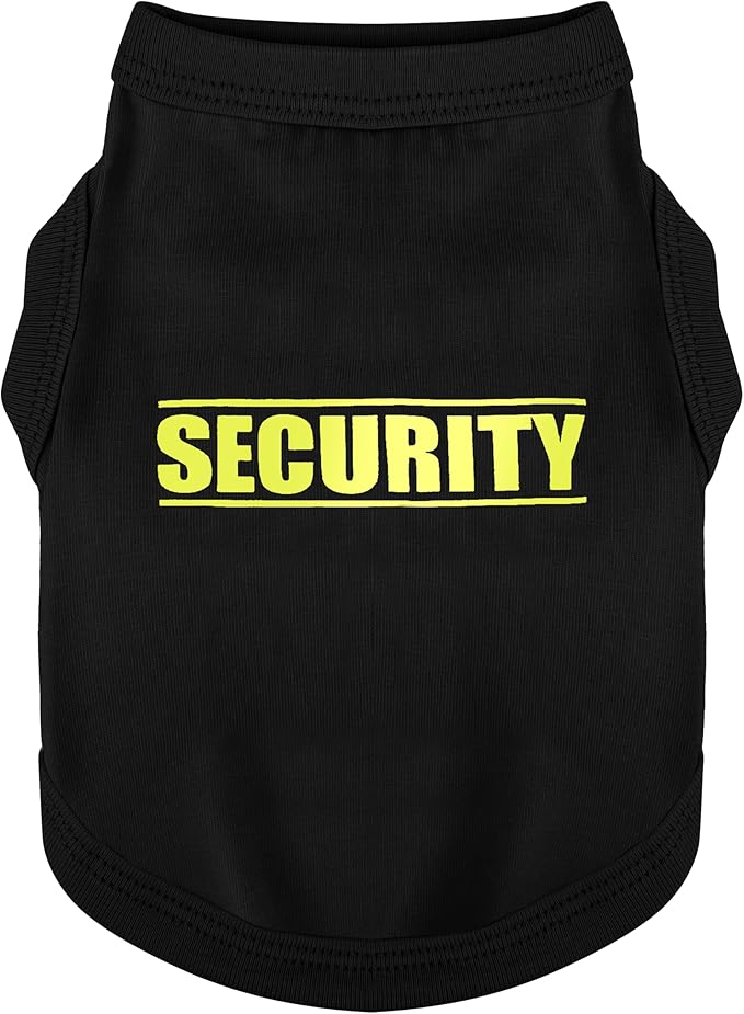 Discover Cozy Cotton Canine Wear: Soft, Lightweight, and Breathable Dog Shirt Vest with Eye-Catching Graphics(Security), Keeping Your Furry Friend Warm and Comfy! Black XXS