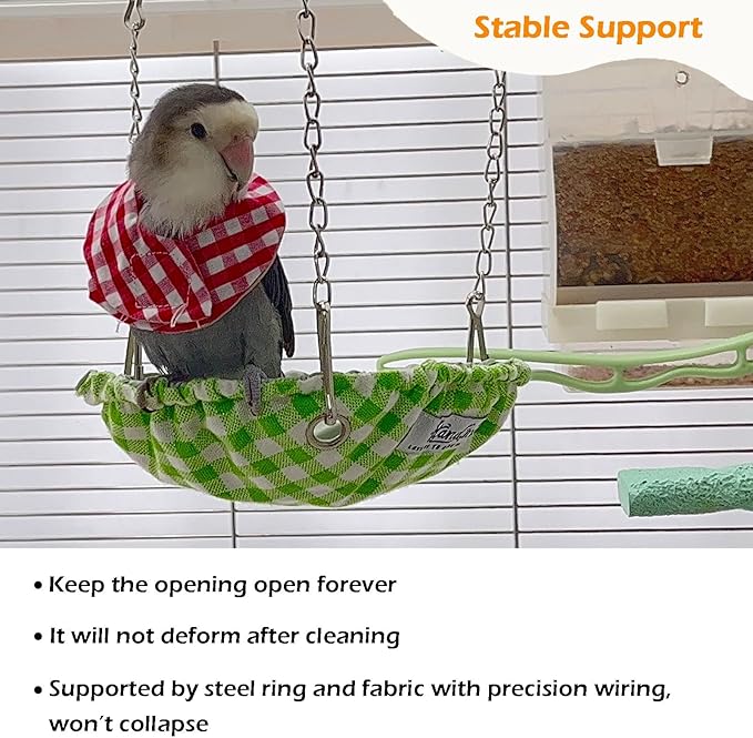 Waterproof Bird Bed for Cage, Hanging Bird Hammock Swing, Parakeet Bed Nest with Sturdy Bottom Won‘ t Collapse, Small Size Parrots Sleeping Hut for Conures, Budgies, Parakeet, Canary Finch (Green)