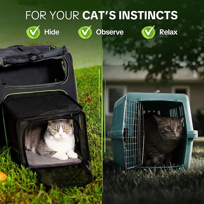 Cat Carrier Backpack for Travel & Car, 3-in-1 Expandable Cat & Small Dog Backpack Carrier up to 25 lbs, Breathable & Waterproof Pet Carrier