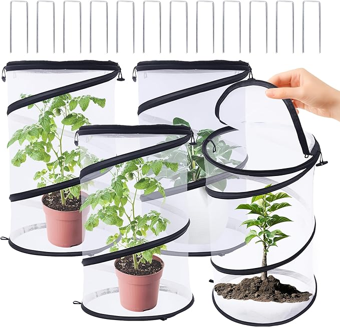 Plant Covers from Animals 20" H X 13" D, 4 PCS Garden Covers Cloches to Keep Animals Out for Outdoor Plants Protectors