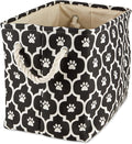 Bone Dry Pet Storage Collection Lattice Paw Print, Black, Small Rectangle