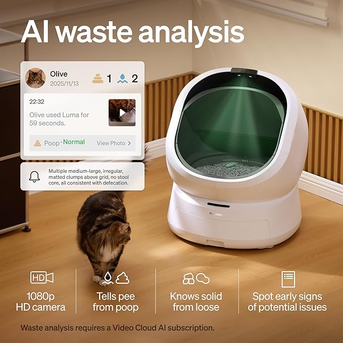 PETLIBRO Luma Automatic Cat Litter Box AI-Camera Waste Analysis, Auto Odor-Control Self Cleaning Cat Litter Box with Multi-Cats Recognition, Smart App Usage Tracking, Safety Sensors and Large Open Top