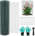 CIEOVO 32.8ft × 15.74 inches Wire Plant Protector from Animals, Metal Mesh Plant Cage Covers Rustproof Wire Plant Cages 30 U-Stakes 100 Ties for Plants Keeping Bunnies Chicken Birds Chicken Duck Out