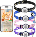 The Ultimate QR Code Pet ID Collar 4-Pack | Breakaway Adjustable Cat Collars with Secure Online Profile | Never Lose Your Cat with Cute Moon & Stars Design (Star & Moons - 4 Pack)