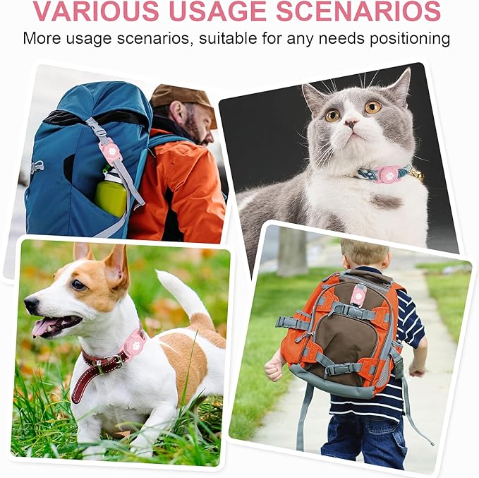 Smart Pet Tracker for Collar - Dog Trackers Pet Location Tracker with Holder, No Monthly Fee, Anti-Lost Tracking Device for Pets,Bag Straps, Compatible with Google Android Only(Not for iOS),Pink