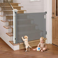Retractable Baby Gate for Stairs, 71" Wide Mesh Pet Gate, Automatic Tension, One-Hand Operation, 38" Tall Baby Gates for Doorways, Hallways, Deck, Indoor Outdoor, Safe, Easy to Fit, Gray