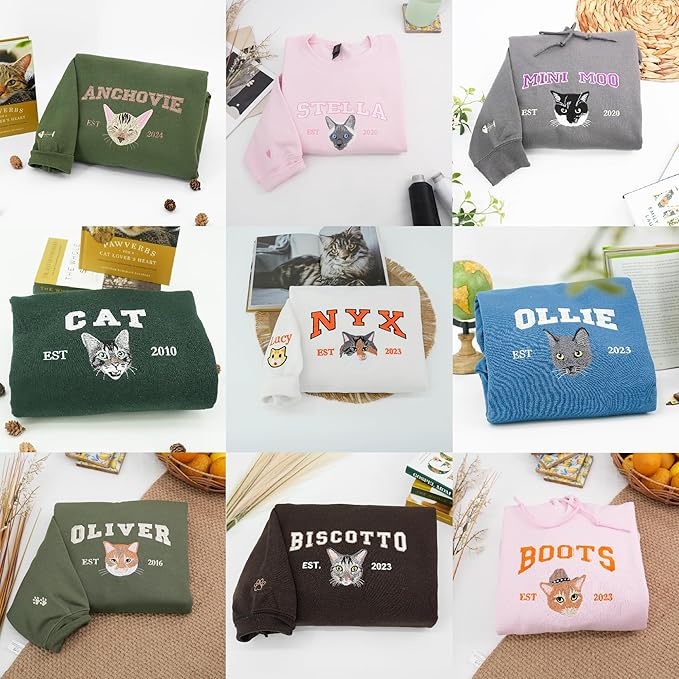 COUPLEHOODIES Custom Dog Portrait Sweatshirt from Photo – Personalized Pet Memorial Gift for Dog Moms, Cat Lovers or Pet Loss