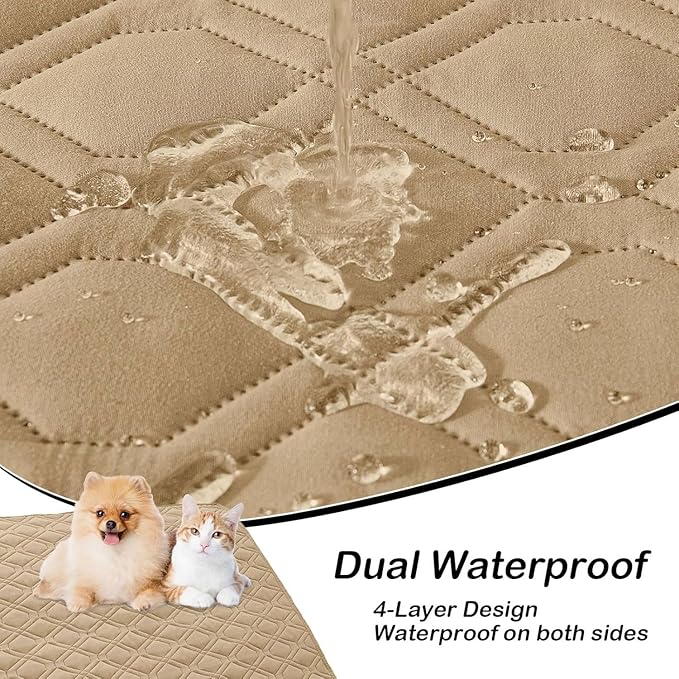 hyha Waterproof Dog Bed Blanket, Soft Pet Blankets, Waterproof Couch Cover for Dogs, Reversible Sofa Covers Washable for Furniture (40x70 Inch, Camel/Camel)