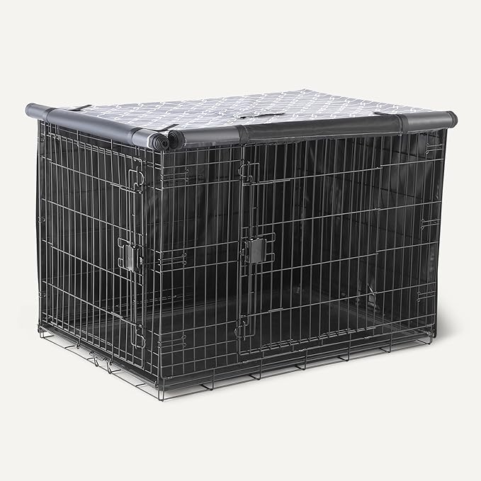 Amazon Basics Dog Cage Cover for 42-inch Wire Crates, Heavy-Duty with Zippered Panels