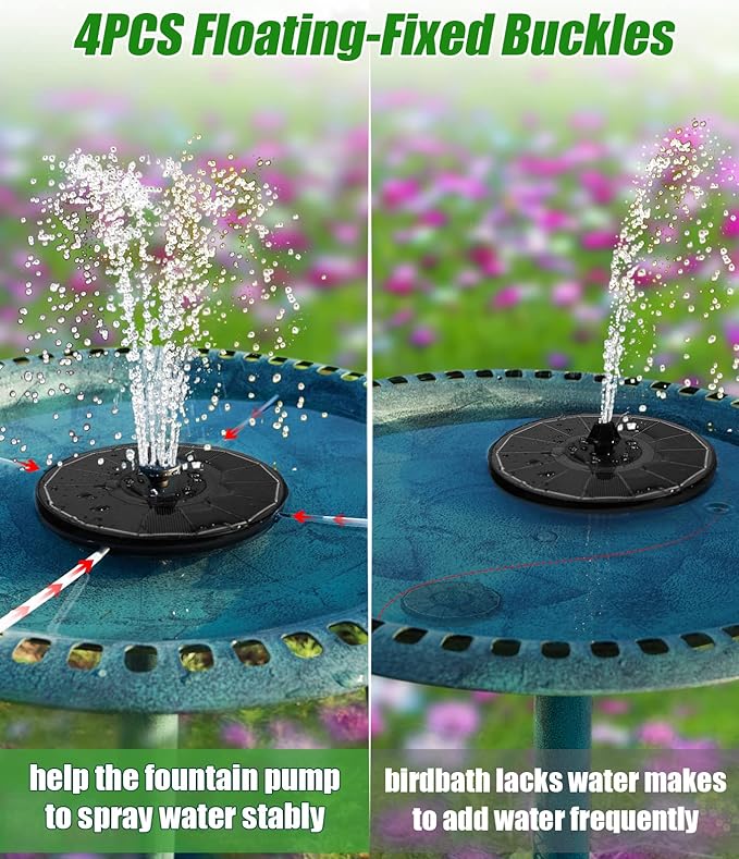 SZMP Solar Water Fountain Upgraded 100% Glass Panel, 3.5W Solar Powered Fountain Built-in 2000 Battery with 7 Nozzle & 4 Fixer, Solar Fountain Pump for Bird Baths, Fish Tank, Outdoor (Colorful)