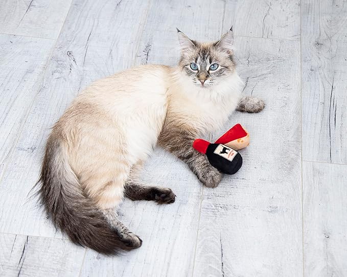 Pearhead Pet Cheese & Wine Cat Toys Set of 2 – Plush Catnip Toys with Crinkle & Rattle, Valentine’s Day Interactive Cat Toys for Indoor Cats