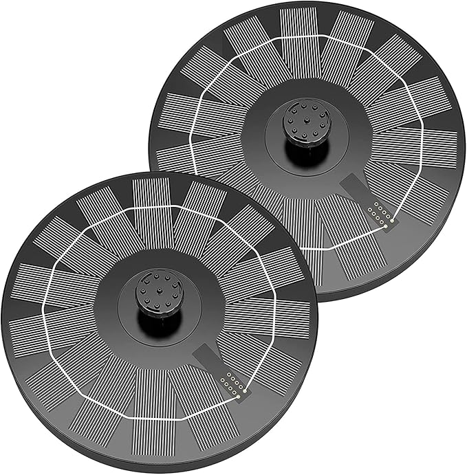AISITIN 2.5W Solar Bird Bath Fountain, Solar Fountain for Bird Bath with 6 Nozzles, 6.7" Solar Powered Water Fountain for Garden, Ponds, Pool, Fish Tank, Outdoor and Aquarium, 2 Pack