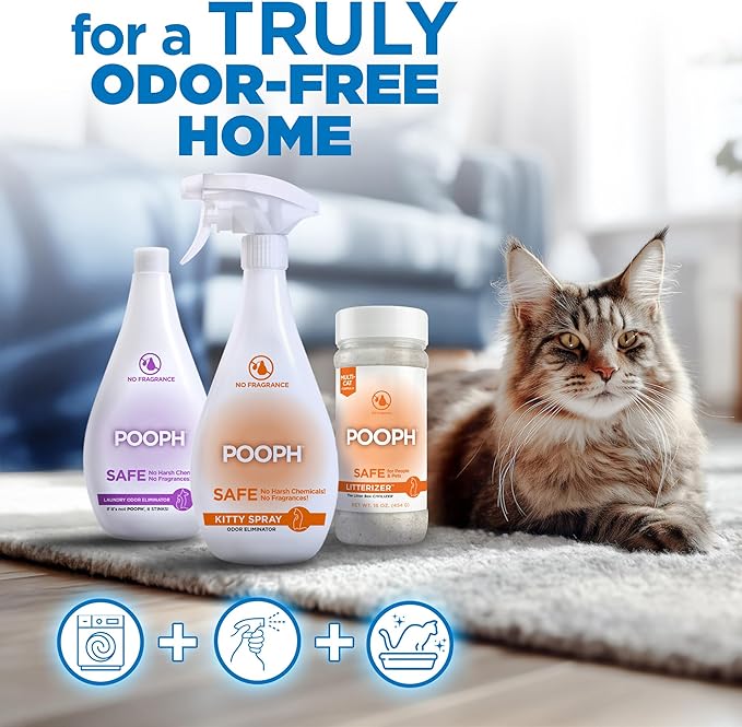 POOPH® LITTERIZER® – 16oz Bottle – Absorbs 46x Weight in Wetness & Odor – Keeps Litter Dry, Reduces Mess, Reduce Litter Costs and Get a Stink-FREELitter Box – Without Fragrances or Harsh Chemicals